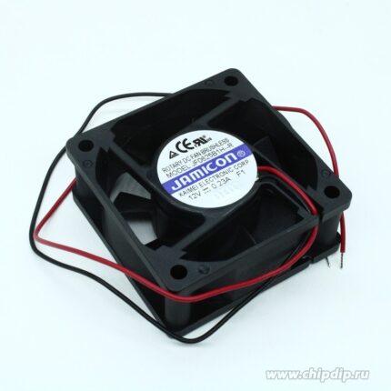 8003762623 JF0625B1H--R (JF0625B1H-001- 065R)(4500RPM) 12V/0,23A (60х60х25) B(подшипник) CFM21,44/dBA34,1 Jamicon вентилятор, провод Hirschmann