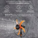 8011122026 Вентилятор напольный, 3 режима, SONNEN TF-50W-45-А304, d=45 см, 50 Вт, черный, 454789, FS-45-A304 () Hirschmann — изображение 4