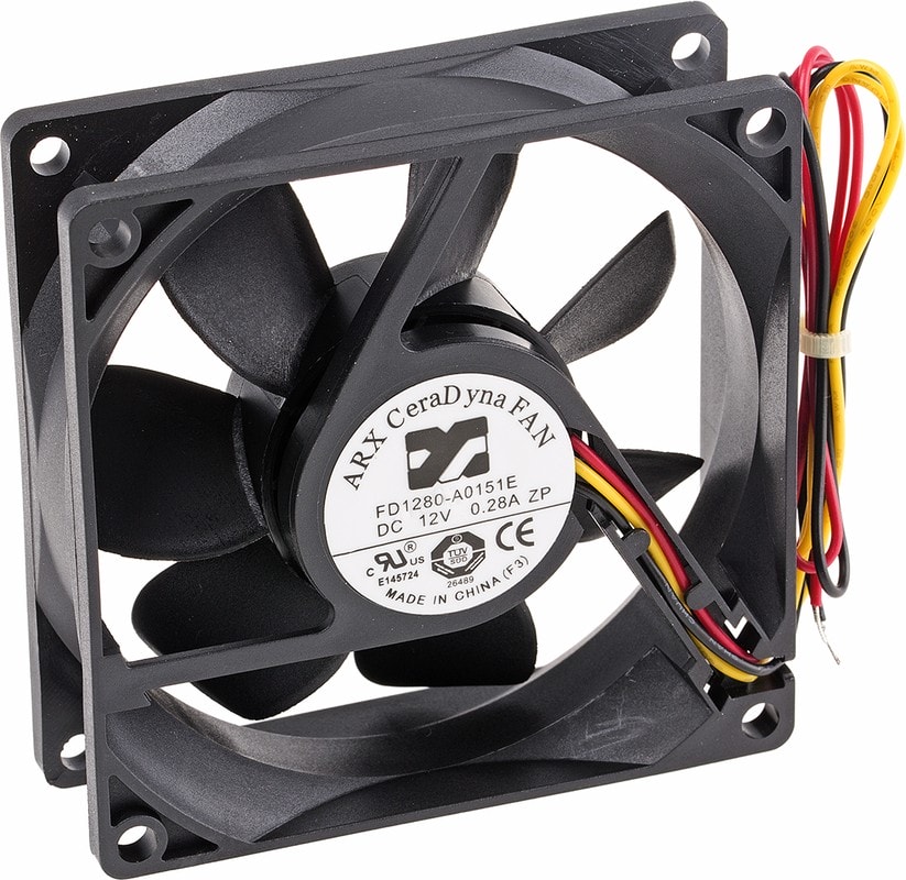 doc021217619 8009102320 FD1280-A0151E3AL, CeraDyna Series Axial Fan, 12 V dc, DC Operation, 67.5m³/h, 2.88W, 240mA Max, 80 x 80 x 25mm Hirschmann — изображение 1
