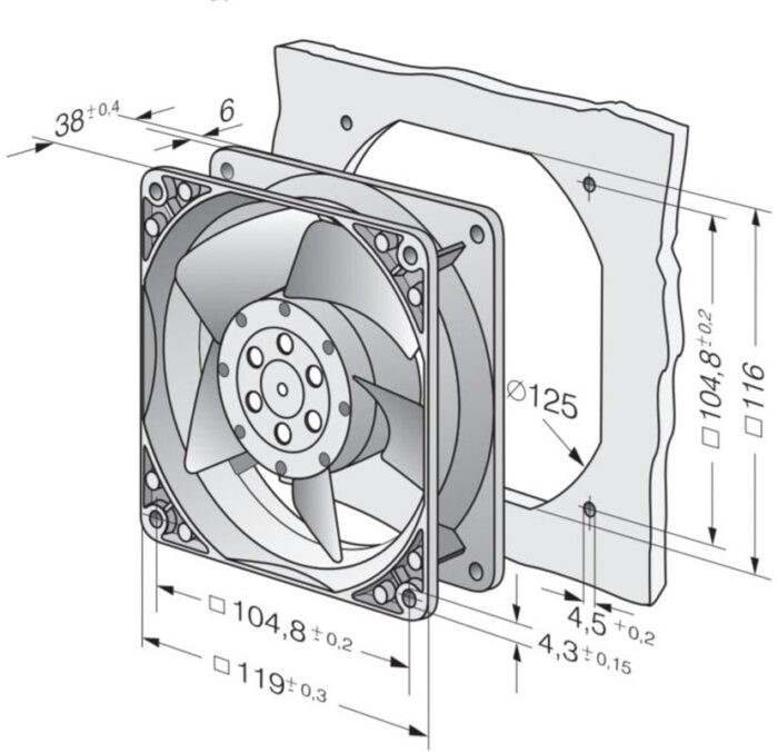 8009069845 Вентилятор Ebmpapst 4890 N 230V 50/60Hz 11/10W 119X38 Клемма Hirschmann — изображение 9