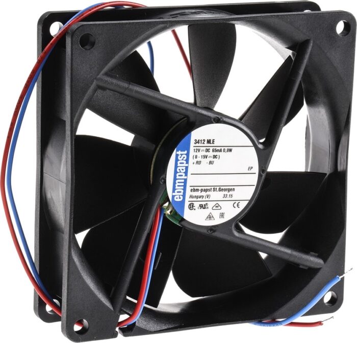 8006150466 3412NLE, Fan Tubeaxial 12VDC Square - 92mm L x 92mm H Ball 35.9 CFM (1.01m³/min) 2 Wire Leads Hirschmann — изображение 4