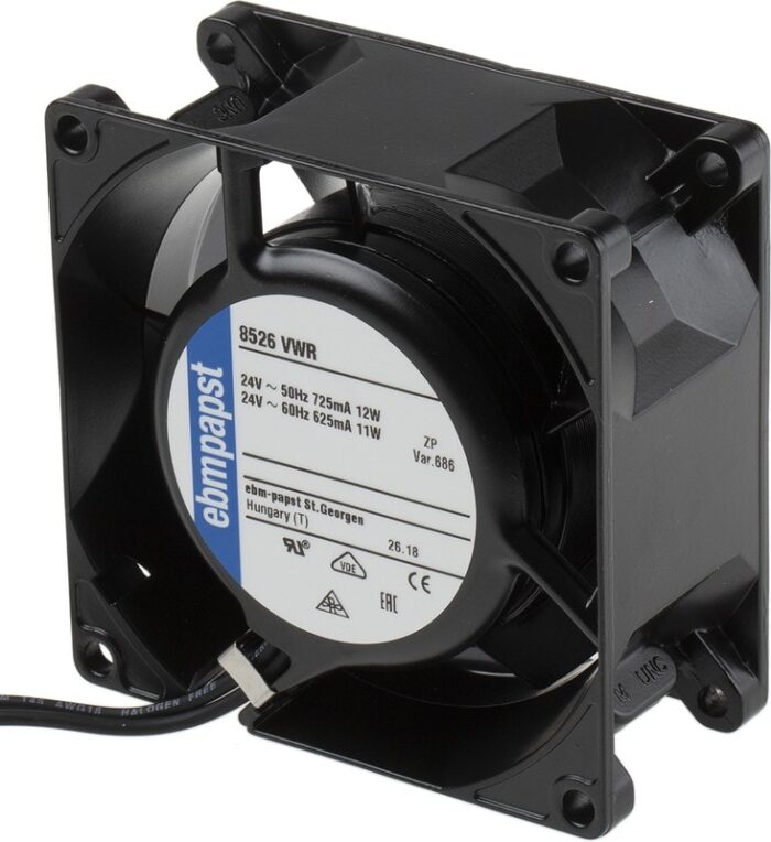 8006172866 8526VWR-686, Fan Tubeaxial 24VAC Square - 80mm L x 80mm H Ball 27.7 CFM (0.776m³/min) 2 Wire Leads Hirschmann — изображение 2