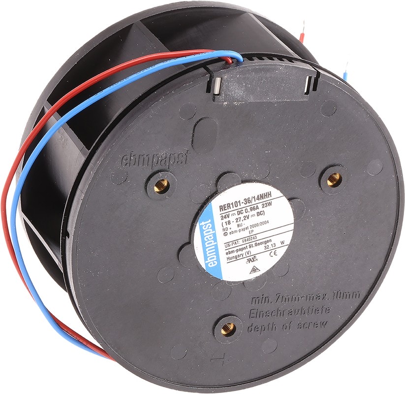 doc021242232 8009482451 RER101-36/14NHH, RER 101 N Series Centrifugal Fan, 24 V dc, 190m³/h, DC Operation, 101 x 51.7mm Hirschmann — изображение 1