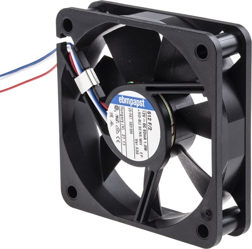 doc021243734 8430228755 612F/2-638,DC Axial Fan, 12 V, Square, 60 mm, 15 mm, Sintec Bearing, 15.9 CFM Hirschmann — изображение 1