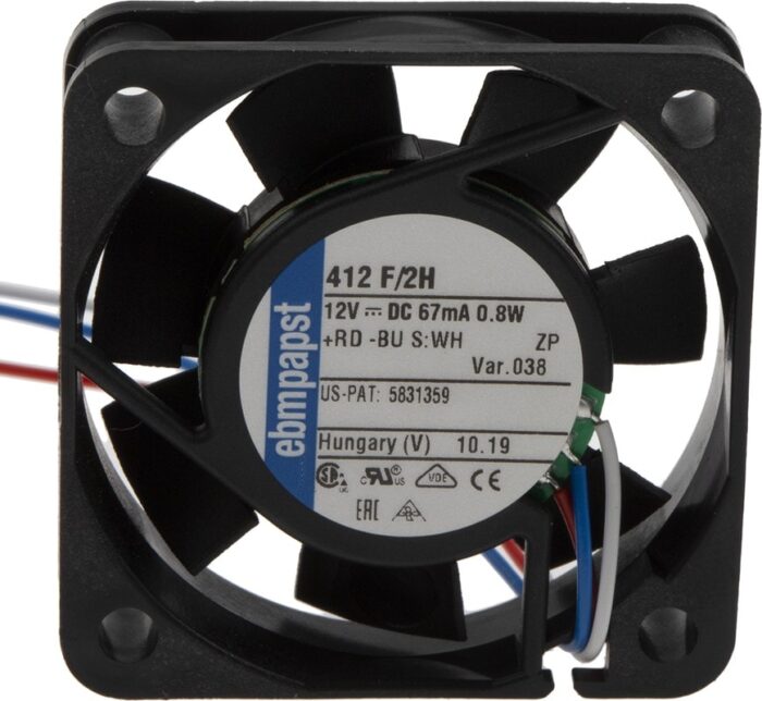 8026544459 DC axial fan, 12 V, 40 x 40 x 10 mm, 10 m³/h, 26 dB, sintec slide bearing, ebm-papst 412 F/2H-038 Hirschmann — изображение 4