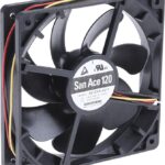 8008676904 9S1212L4011, Fan Tubeaxial 12VDC Square - 119mm L x 119mm H Ball 48.1 CFM (1.35m³/min) 3 Wire Leads Hirschmann