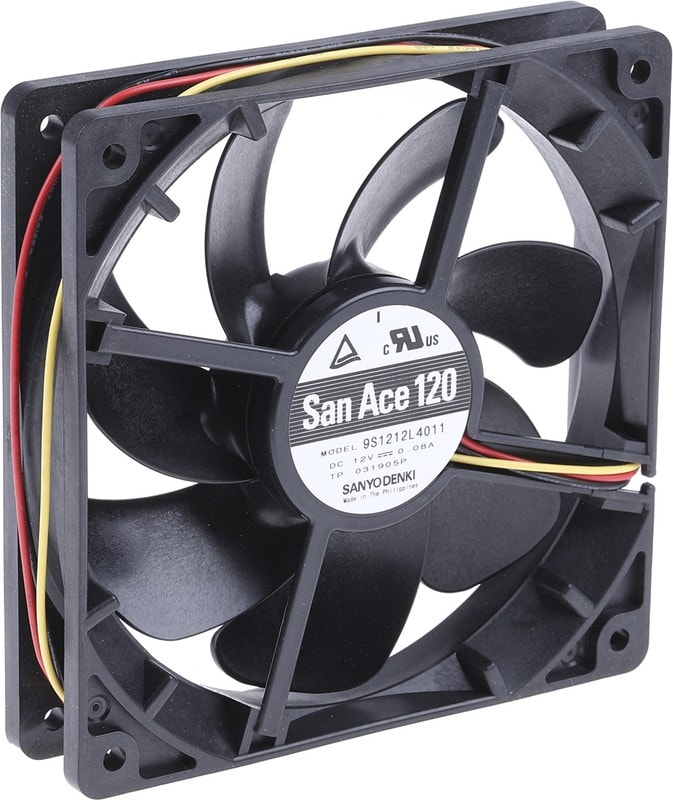 doc021261431 8920349081 9S1212L4011, DC Axial Fan, 12 V, Square, 120 mm, 25 mm, Ball Bearing, 48.1 CFM Hirschmann — изображение 1