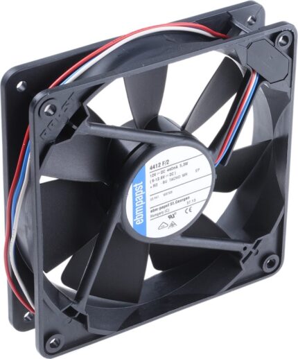8009484121 4412F/2-RS0, 4400 F Series Axial Fan, 12 V dc, DC Operation, 170m³/h, 5.3W, 119 x 119 x 25mm Hirschmann