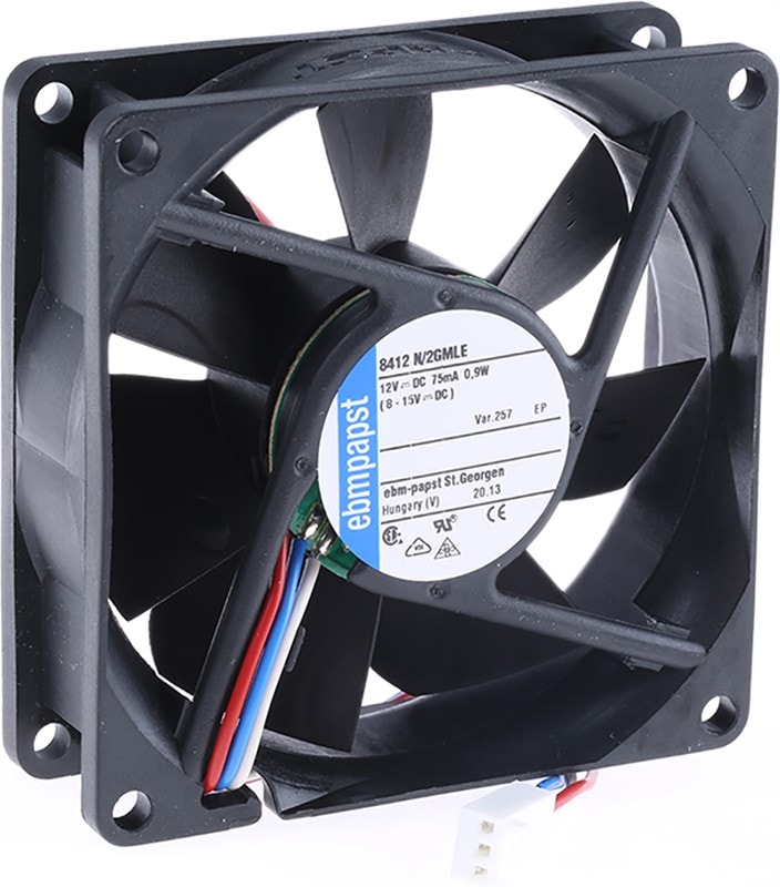 doc021263634 8009611942 8412 N/2GMLE-257, 8400 N Series Axial Fan, 12 V dc, DC Operation, 45m³/h, 900mW, 80 x 80 x 25mm Hirschmann — изображение 1