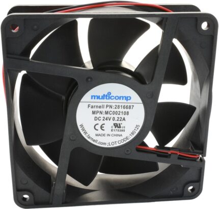 8000190193 MC002110, DC Axial Fan, 12 V, Square, 80 mm, 25 mm, Sleeve Bearing, 38.6 CFM Hirschmann