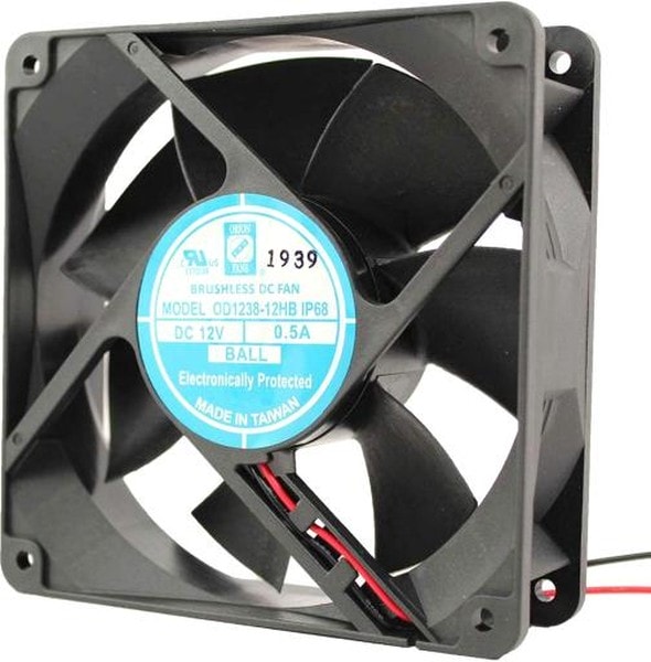 doc022319631 8016028255 OD1238-12HBIP55, DC Axial Fan, 12 V, Square, 120 mm, 38 mm, Ball Bearing, 124.1 CFM Hirschmann — изображение 1