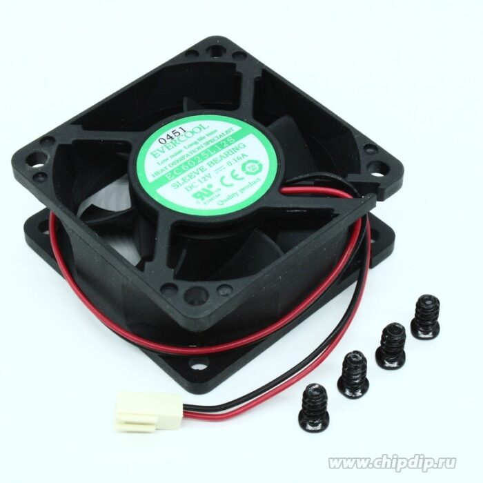 8006380550 EC6025L12S, (60*60*25 12V), Вентилятор 12В, 60х60х25мм, подшипник скольжения, 4000 об/мин, коннектор на проводе Hirschmann — изображение 2