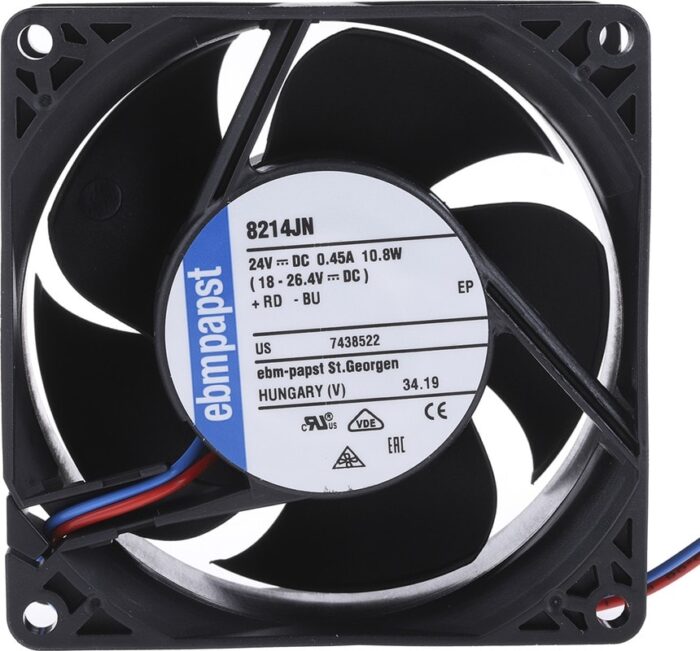 8005778630 8214JN, Fan Tubeaxial 24VDC Square - 80mm L x 80mm H Ball 78.0 CFM (2.18m³/min) 2 Wire Leads Hirschmann — изображение 6