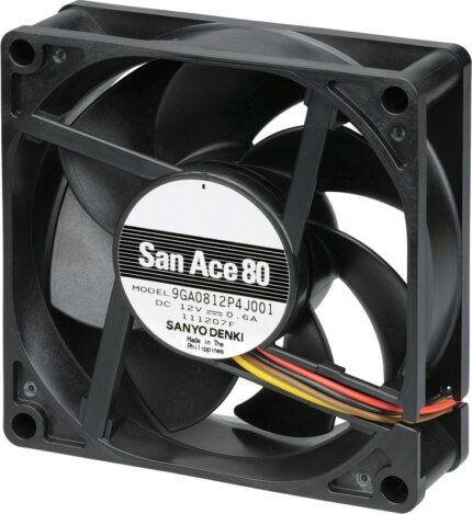 8033936334 9GA0824P4H001, Fan Tubeaxial 24VDC Square - 80mm L x 80mm H Ball 51.5 CFM (1.44m³/min) 4 Wire Leads Hirschmann