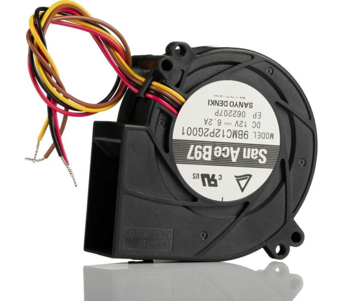 8008662479 9BMC12P2G001, Fan Blower 12VDC Rectangular/Rounded - 97.1mm L x 95mm H Ball 65.3 CFM (1.83m³/min) 4 Wire Leads Hirschmann — изображение 2