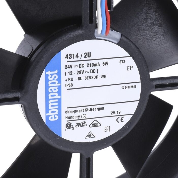 8035598310 Вентилятор Ebmpapst 4314/2U 24V 0.20A 120x38 3pin Hirschmann — изображение 5