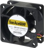 8008679258 9WPA0624P4G001, Fan Tubeaxial 24VDC Square - 60mm L x 60mm H Ball 53.7 CFM (1.50m³/min) 4 Wire Leads Hirschmann