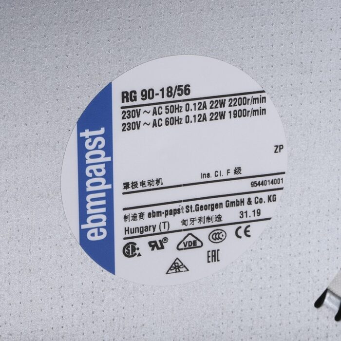 8009483311 RG90-18/56, RG 90 N Series Centrifugal Fan, 230 V ac, 54m³/h, AC Operation, 135 x 135 x 38mm Hirschmann — изображение 7