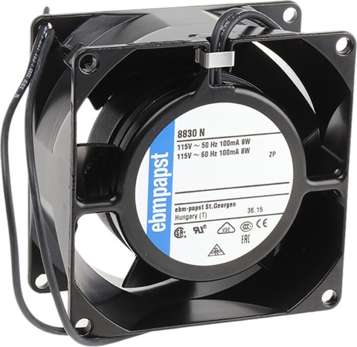8005840242 8830N, Fan Tubeaxial 115VAC Square - 80mm L x 80mm H Sintec 21.2 CFM (0.594m³/min) 2 Wire Leads Hirschmann — изображение 2