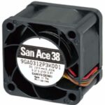 8008667776 9GA0312P3K001, Fan Tubeaxial 12VDC Square - 38mm L x 38mm H Ball 21.2 CFM (0.594m³/min) 4 Wire Leads Hirschmann