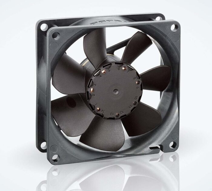 8006942533 8414NHU, Fan Tubeaxial 24VDC Square - 80mm L x 80mm H Ball 46.5 CFM (1.30m³/min) 2 Wire Leads Hirschmann — изображение 3