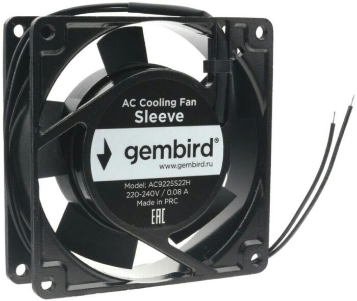 8048463430 Вентилятор Gembird AC9225S22H, 92x92x25, AC 220В, подшипник скольжения, 2pin, провод 30см Hirschmann — изображение 5