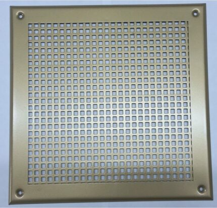 8018441417 Решетка вентиляционная 250х250 мм, металлическая на саморезах, квадрат, золото VRQ002525 Hirschmann