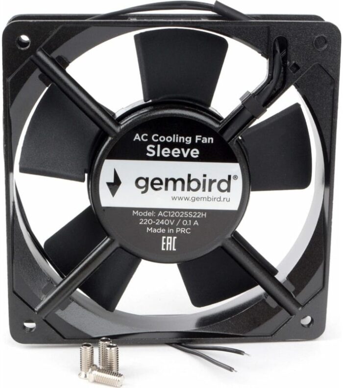 8048463432 Вентилятор Gembird AC12025S22H, 120x120x25, AC 220В, подшипник скольжения, 2pin, провод 30см Hirschmann — изображение 8