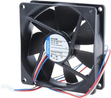 8009484120 3412N/2HH-RS0, 3400 N Series Axial Fan, 12 V dc, DC Operation, 102m³/h, 2.9W, 92 x 92 x 25mm Hirschmann