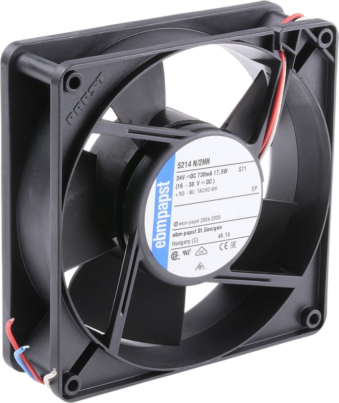 doc026728921 8005465551 5214N/2HH, DC Fans Tubeaxial Fan, 127x127x38mm, 24VDC, 200CFM, Speed Signal/Open Collector Output Hirschmann — изображение 1