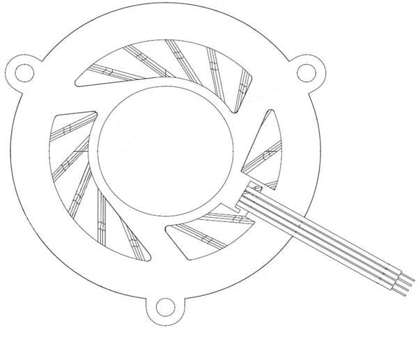doc027225218 8005429056 KSB0405HBF0D, Blowers & Centrifugal Fans Blower Frameless Fan, 40x8.5mm, Sleeve, 4Leads, Lock Rotor Sensor, Tach/PWM Hirschmann — изображение 1