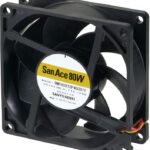8007003032 9WPA0824P4G001, Fan Tubeaxial 24VDC Square - 80mm L x 80mm H Ball 81.8 CFM (2.29m³/min) 4 Wire Leads Hirschmann