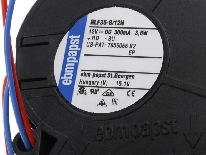 8021102145 Компактный вентилятор Ebmpapst RLF 35-8/12 N радиальный 12v 300mA 3.6W 2pin улитка Hirschmann — изображение 7
