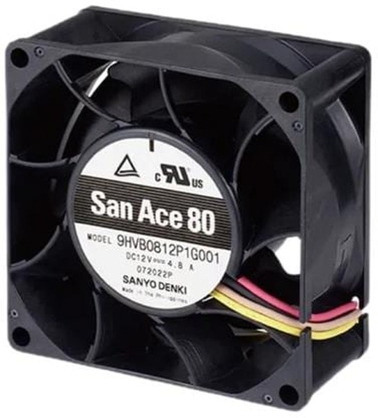 doc027738827 8007277412 9HV0812P1G601, DC Fans Axial Fan, 80x80x38mm, 12VDC, 131CFM, High Static Pressure, Rib, Ball, Tach/PWM Hirschmann — изображение 1