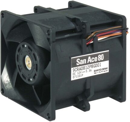 8006989001 9CRA0848P8G001, Fan Tubeaxial (Dual) 48VDC Square - 80mm L x 80mm H Ball 158.9 CFM (4.45m³/min) 4 Wire Leads per Fan Hirschmann