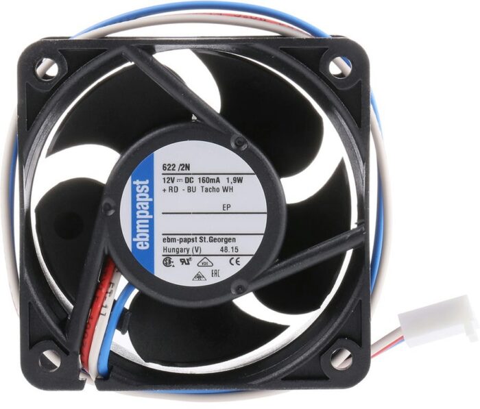 8010887585 622/2N-RS0, 620 Series Axial Fan, 12 V dc, DC Operation, 40m³/h, 2.1W, 1.05A Max, 60 x 60 x 25mm Hirschmann — изображение 3