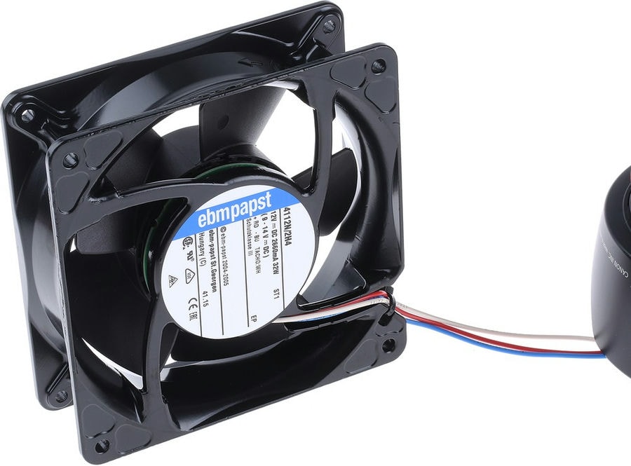 doc028369123 8006138859 4112N/2H4, Fan Tubeaxial 12VDC Square - 119mm L x 119mm H Ball 209.0 CFM (5.85m³/min) 3 Wire Leads Hirschmann — изображение 1