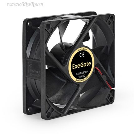 8020307041 EX294047RUS, Вентилятор 12В DC ExeGate EX08025S2P (80x80x25 мм, Sleeve bearing (подшипник скольжения), 2pin (разъем 2.54), 2200RPM, 22dBA) Hirschmann