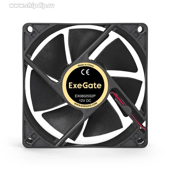 8020307041 EX294047RUS, Вентилятор 12В DC ExeGate EX08025S2P (80x80x25 мм, Sleeve bearing (подшипник скольжения), 2pin (разъем 2.54), 2200RPM, 22dBA) Hirschmann — изображение 2