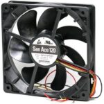 8006923761 9S1212P4H01, Fan Tubeaxial 12VDC Square - 120mm L x 120mm H Ball 86.5 CFM (2.42m³/min) 4 Wire Leads Hirschmann