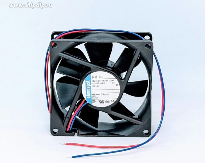 8009102097 8412NH, 8400 N Series Axial Fan, 12 V dc, DC Operation, 79m³/h, 2.1W, 180mA Max, 80 x 80 x 25mm Hirschmann — изображение 8