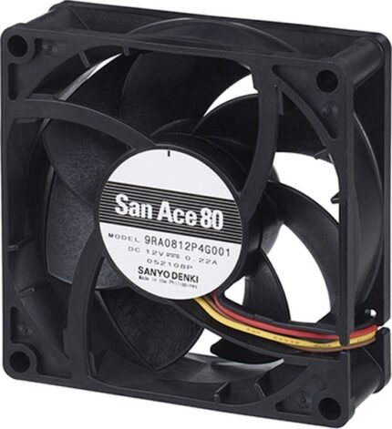 8034032260 9RA1224P4G001, Fan Tubeaxial 24VDC Square - 120mm L x 120mm H Ball 130.0 CFM (3.64m³/min) 4 Wire Leads Hirschmann