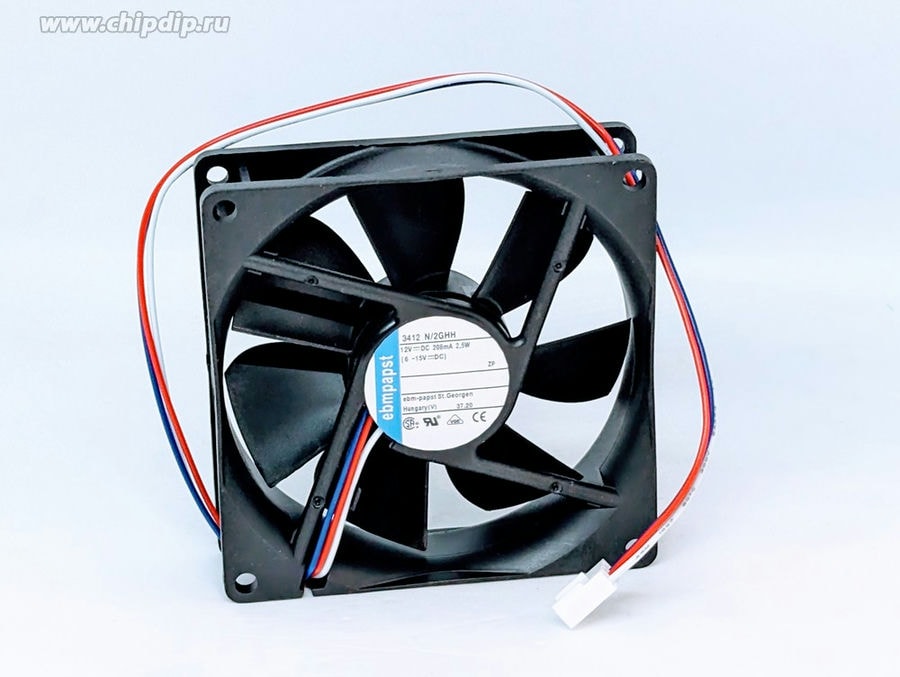 doc028691167 8020471258 Вентилятор Ebmpapst 3412 N/2GHH 12V DC 208mA 2.5W 90X25 3pin Hirschmann — изображение 1