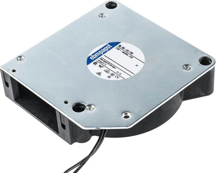 8006030705 RL90-18/00, Fan Blower, Flatpak 115VAC Square - 121mm L x 121mm H Sleeve 24.7 CFM (0.692m³/min) 2 Wire Leads Hirschmann — изображение 4