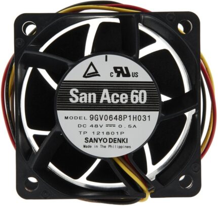 8007990492 9GV0648P1H031, DC Fans DC Axial Fan, 60x60x38mm, 48VDC, Guide Vane, Ribless, 4x Lead Wires, Tach/PWM Hirschmann