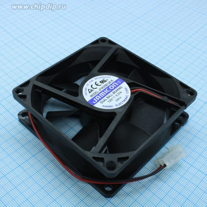 8671017264 JF0825B1UR-R (JF0825B1UR000-065R) (4000RPM) 12V/0,37A (80х80х25) B(подшипник) CFM52,06/dBA40 Jamicon вентилятор, провод Hirschmann — изображение 3