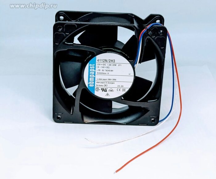 8021384014 Вентилятор Ebmpapst 4112N/2H3 12V DC 1.8A 22W 120x38 3pin () Hirschmann — изображение 2