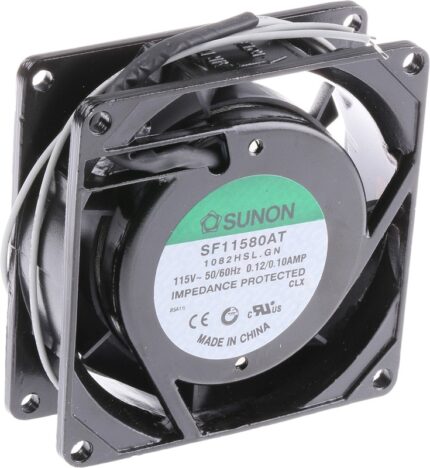 8005980221 SF11580AT-1082HSL.GN, Fan Tubeaxial 115VAC Square - 80mm L x 80mm H Sleeve 21.0 CFM (0.588m³/min) 2 Wire Leads Hirschmann