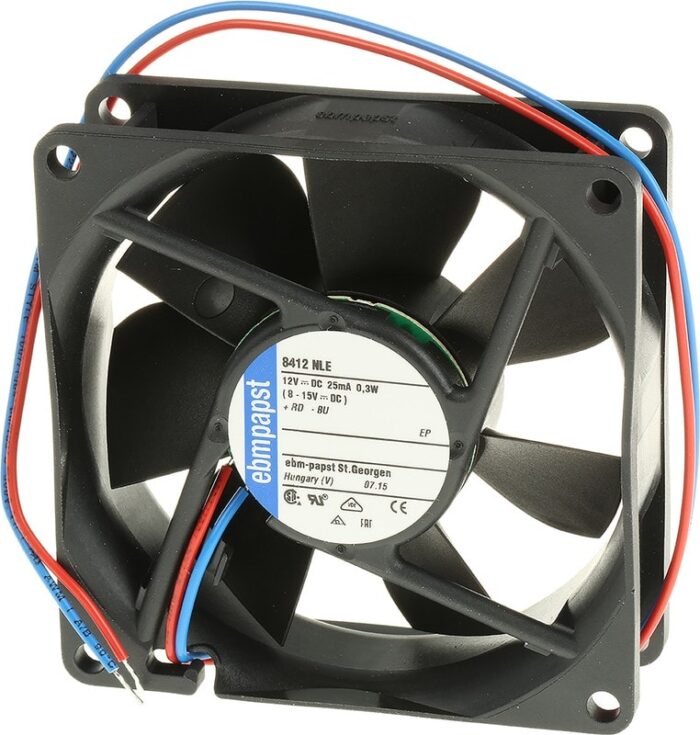 8006064633 8412NLE, Fan Tubeaxial 12VDC Square - 80mm L x 80mm H Ball 19.4 CFM (0.543m³/min) 2 Wire Leads Hirschmann — изображение 4