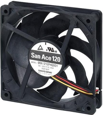 8021393424 9RA1224E4001, DC Fans Axial Fan, 120x120x25mm, 24VDC, 116.5CFM, Low Noise, Ribbed, Ball, Wire, Tach Hirschmann